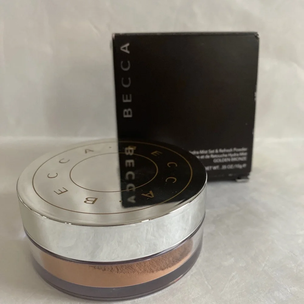 BECCA Cosmetics Hydra-Mist Set & Refresh Powder Golden Bronze $39 0.35oz NIB